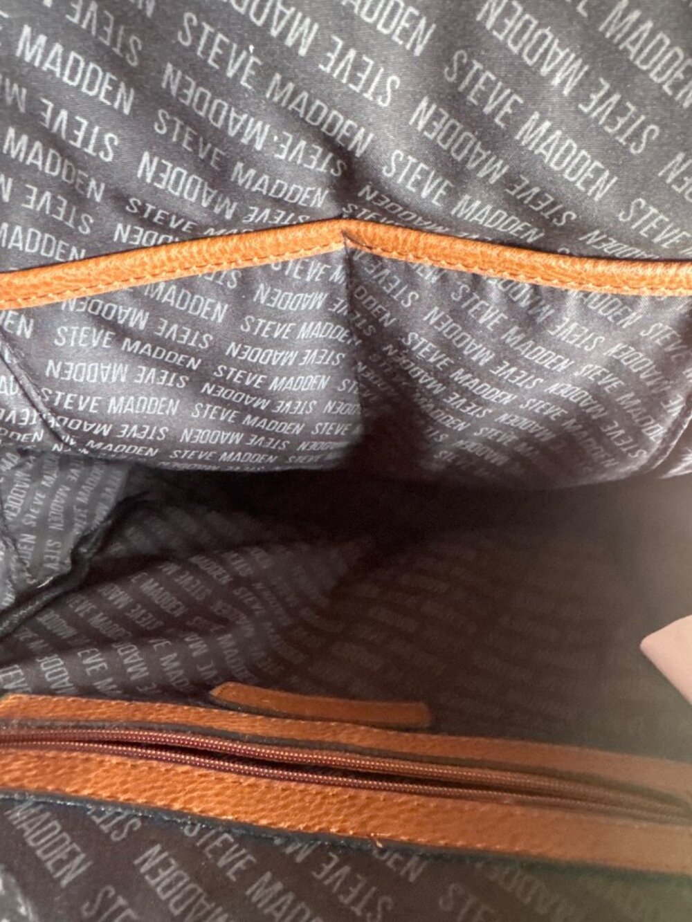 Steve Madden Quilted Cognac Faux Leather Mini Backpack Travel Work Quiet Luxury - Picture 7 of 14